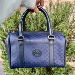 GUCCI Micro GG Canvas And Leather Classic Boston Bag